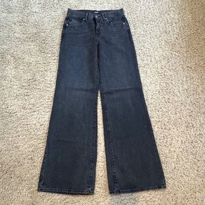 Express High-Rise Wide-Leg Black Denim Jeans Women's 0R